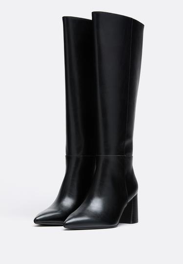 wide-leg. Tall block-heel boots — BLACK  2