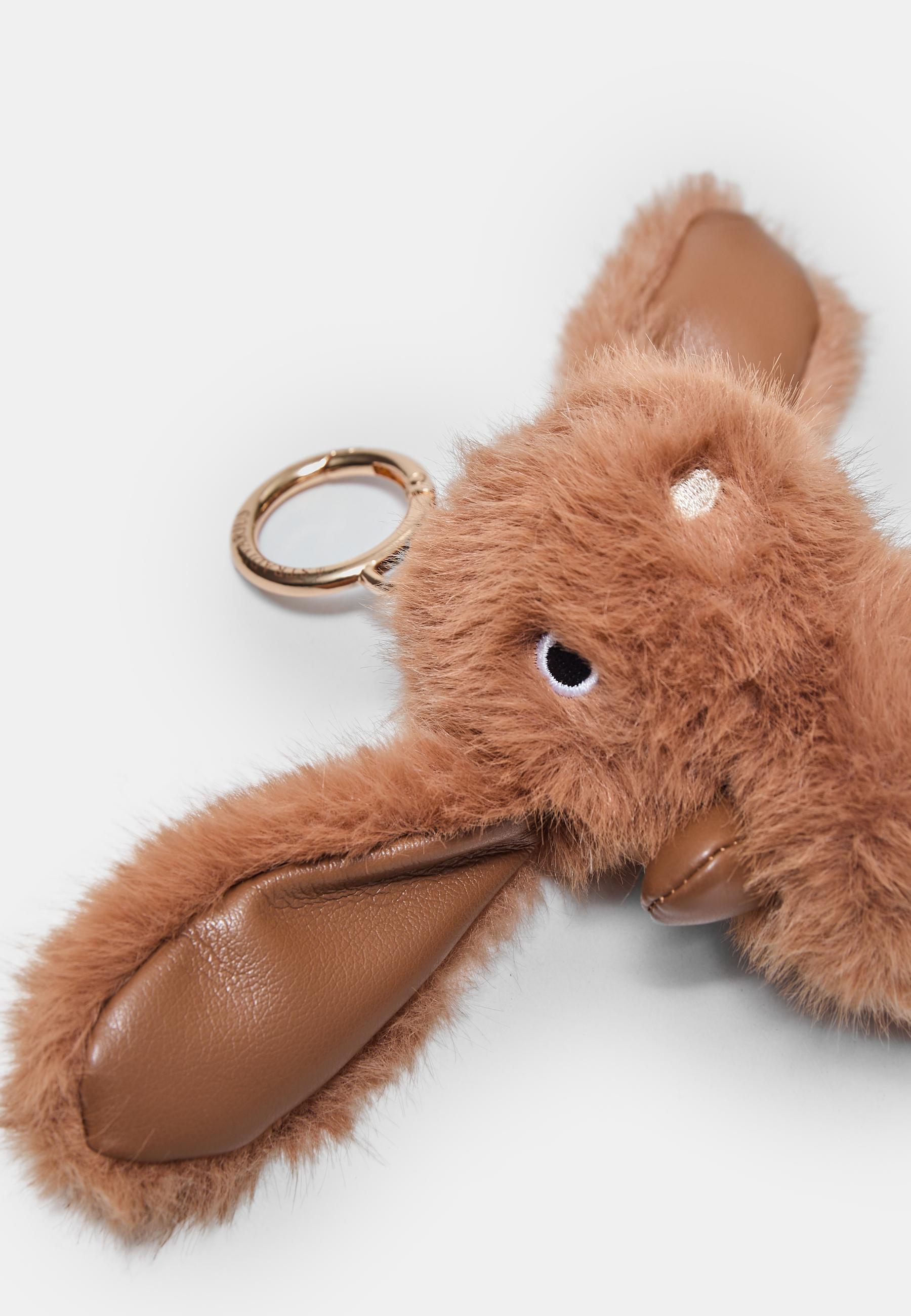 Rabbit charm keyring — Brown (alternate view)
