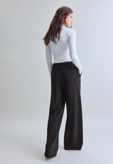 Soft-touch palazzo jogger trousers — Black 4