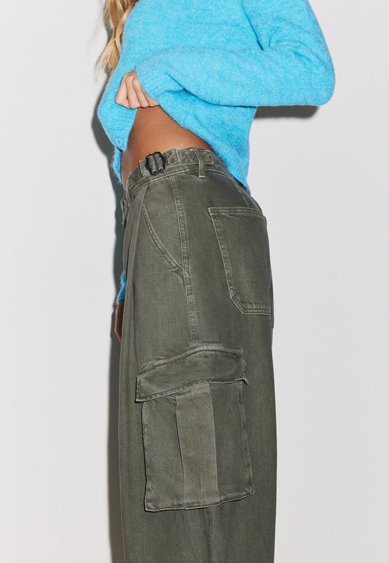 Stradivarius Cargo Trousers Khaki 14