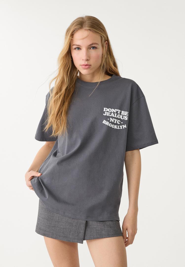camiseta oversize heavy cotton estampado