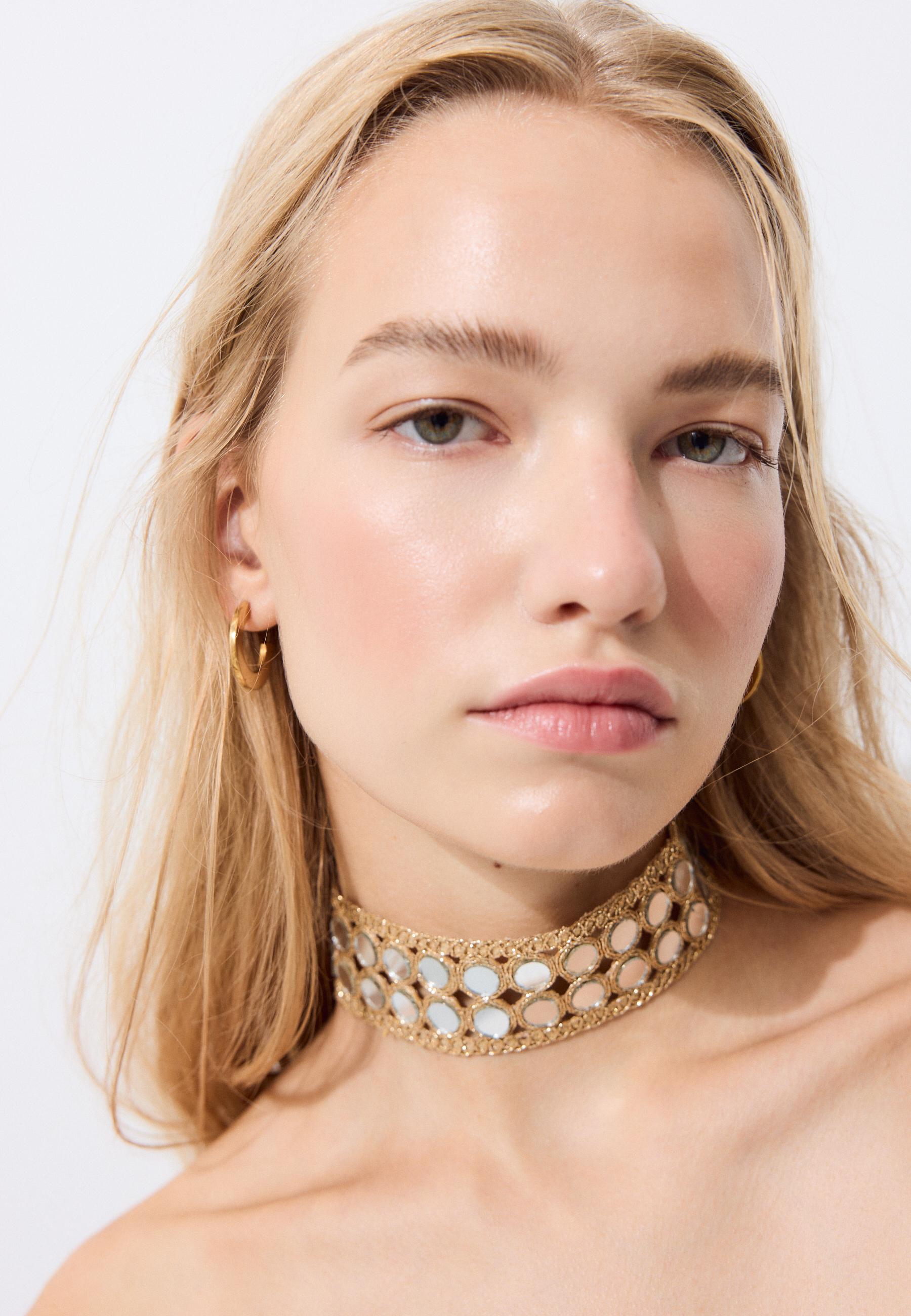 Double-mirror choker necklace — Gold