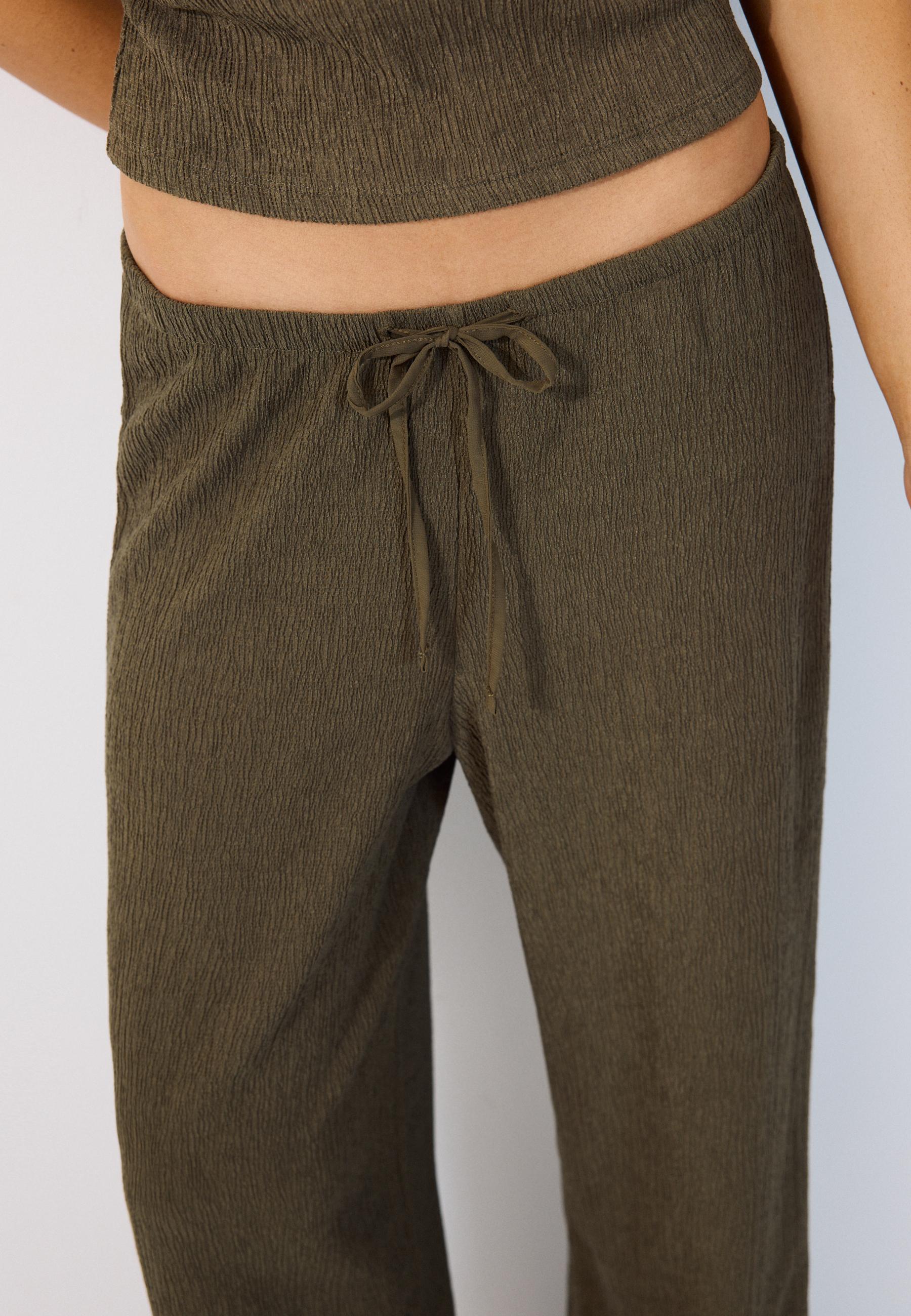 Straight-leg creased-effect trousers — Khaki