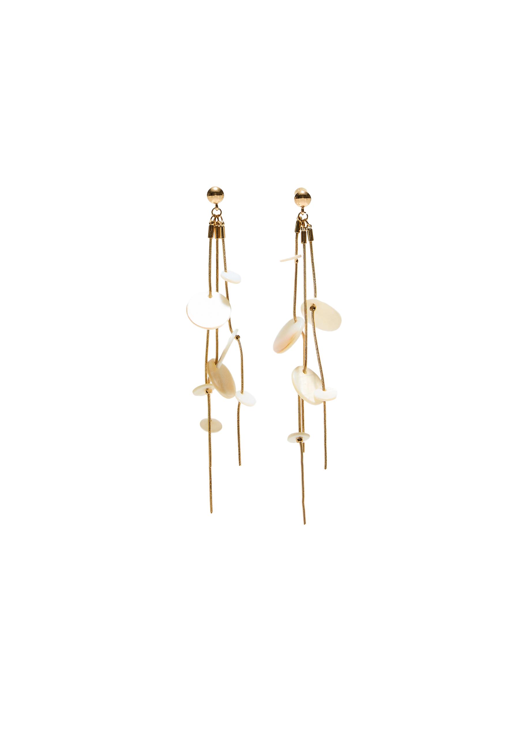 Mother-of-pearl effect dangle earrings — Gold