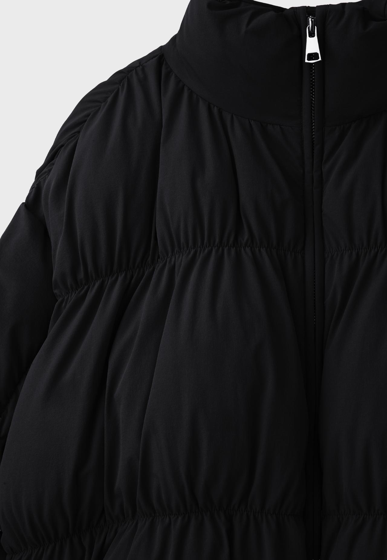 Padded high neck ruched jacket — Black