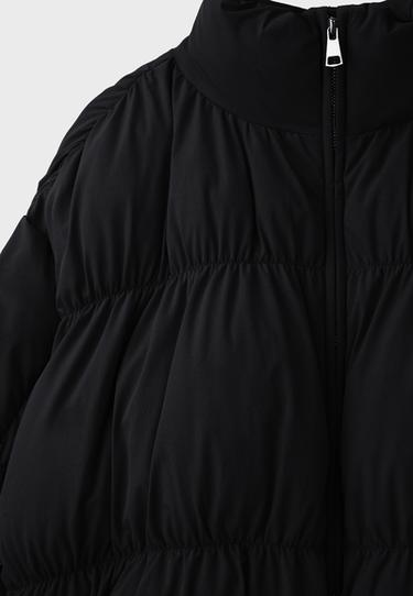 Padded high neck ruched jacket — Black 9