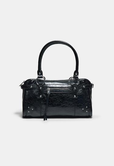 Studded shoulder bag with pocket — Black 2