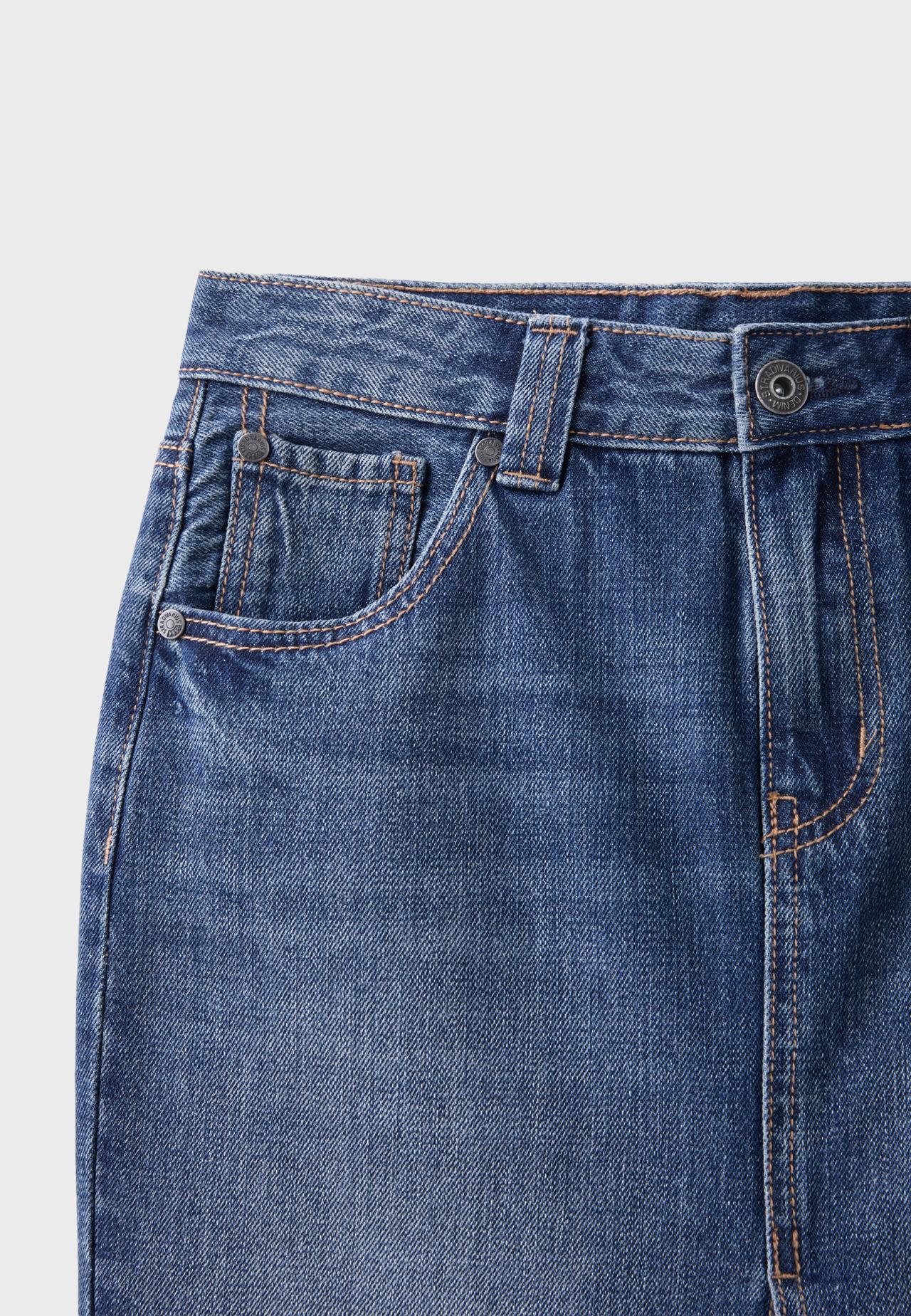 Denim midi skirt — MEDIUM DENIM WASH