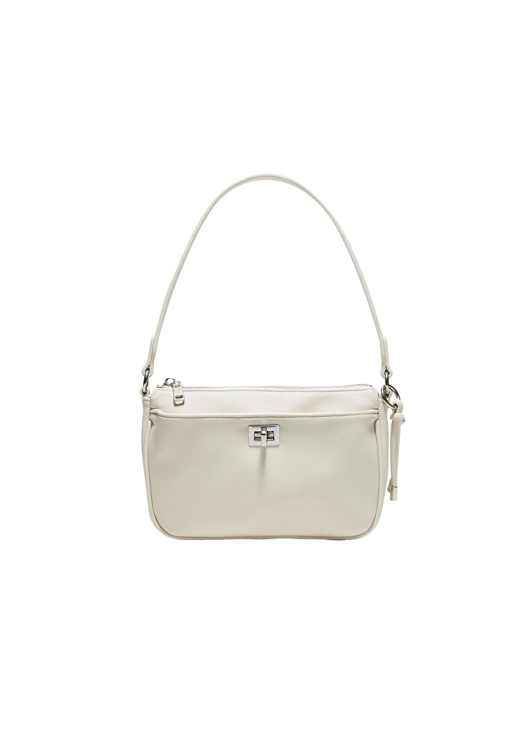 Crossbody shoulder bag with closure — Ecru