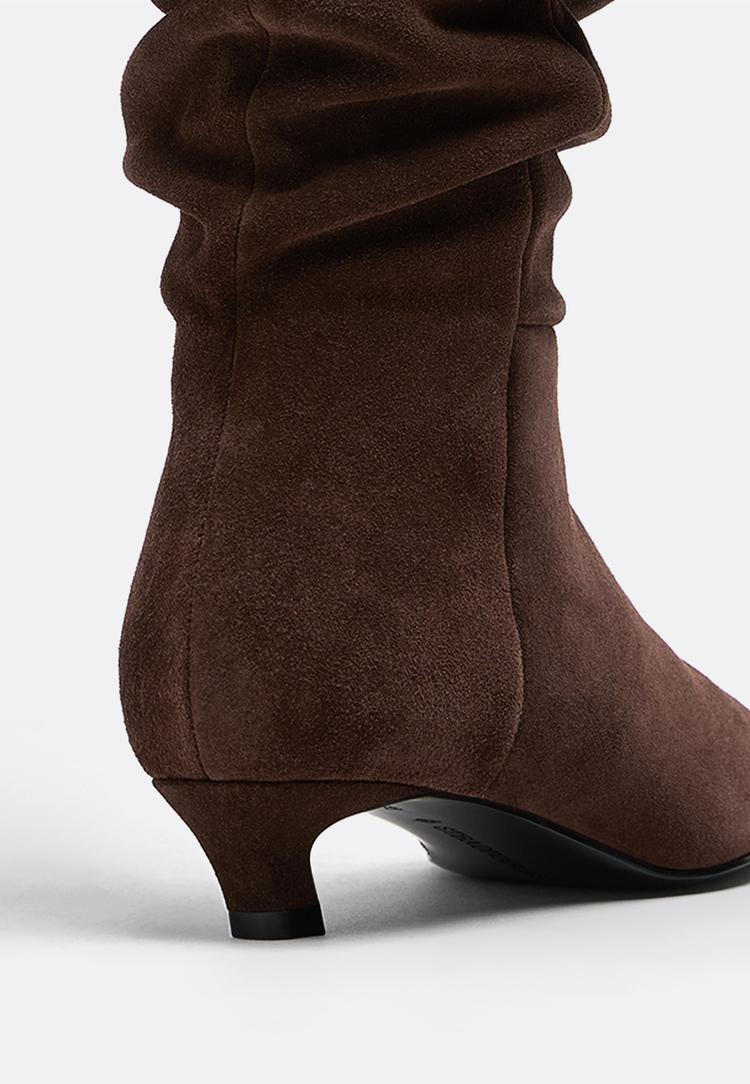 slouchy leather kitten heel boots
