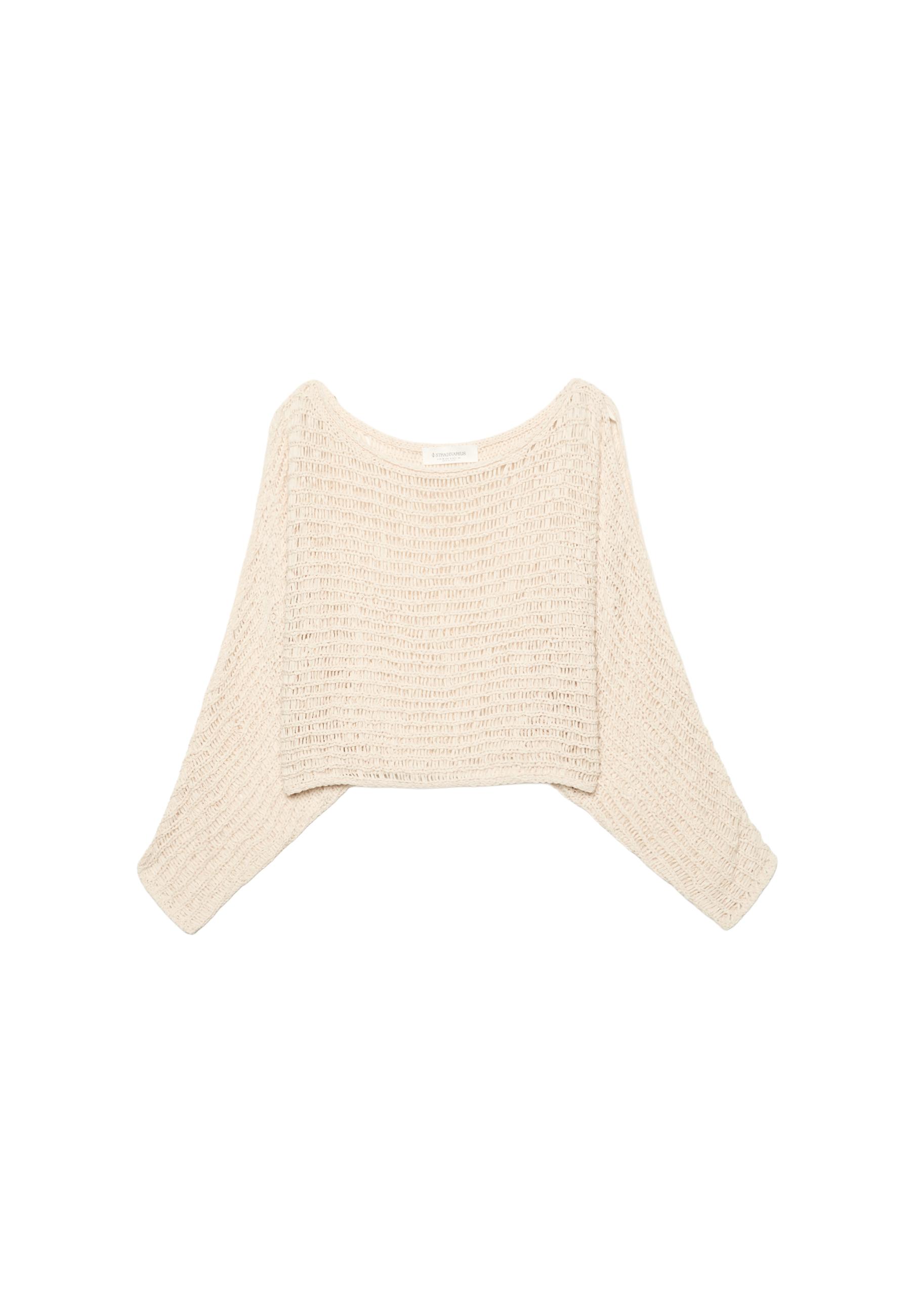 Cape knit jumper with ribbon — Vanilla