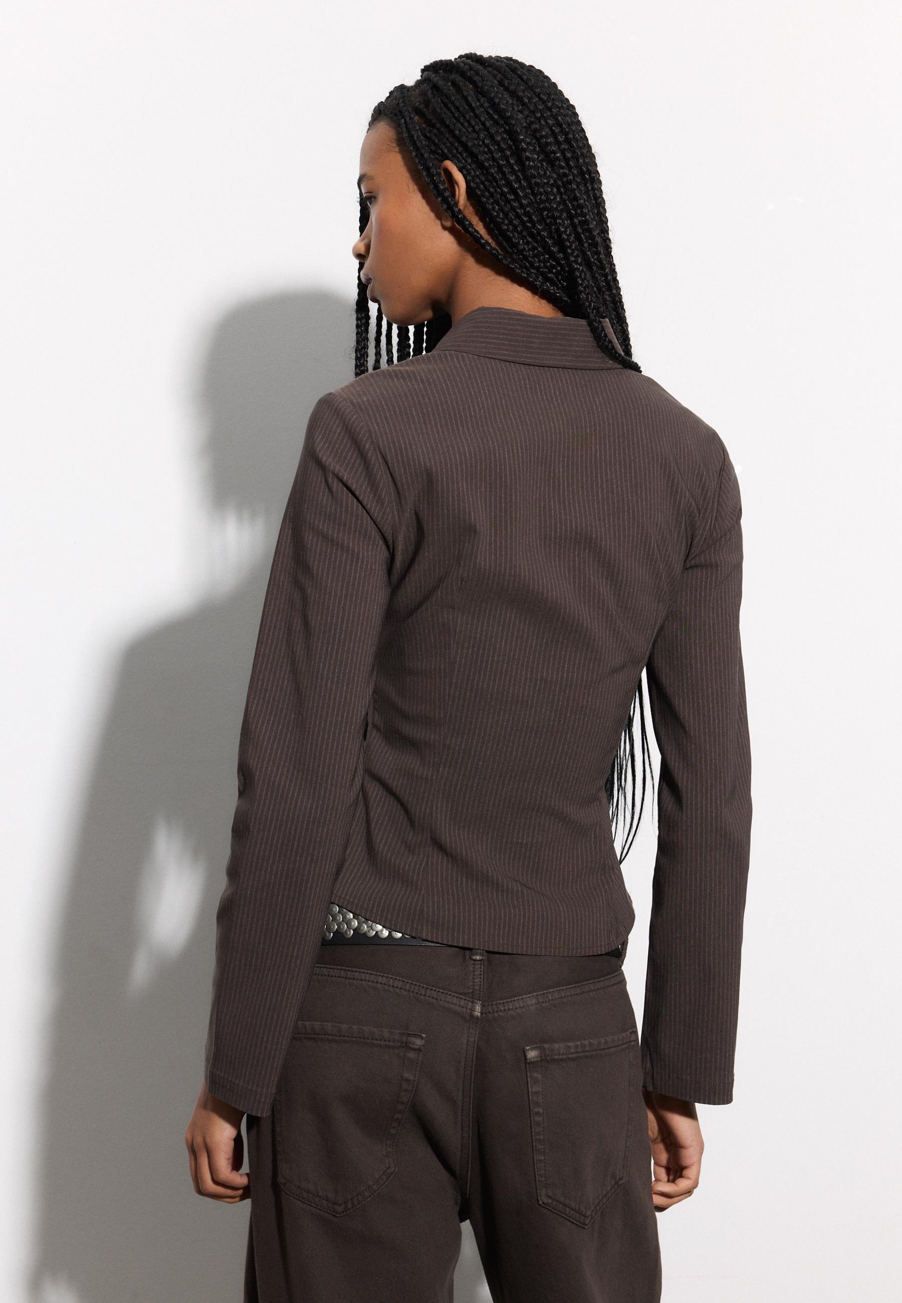 Plain gathered shirt — Brown