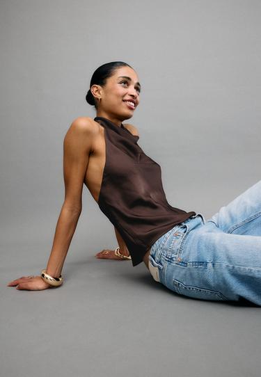 Saten halter top - Görsel 11