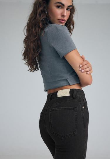 D98 straight-leg vintage effect jeans — BLACK DENIM WASHED EFFECT 4