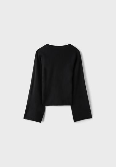 Knit jumper with kimono sleeves and stand collar — Black 7