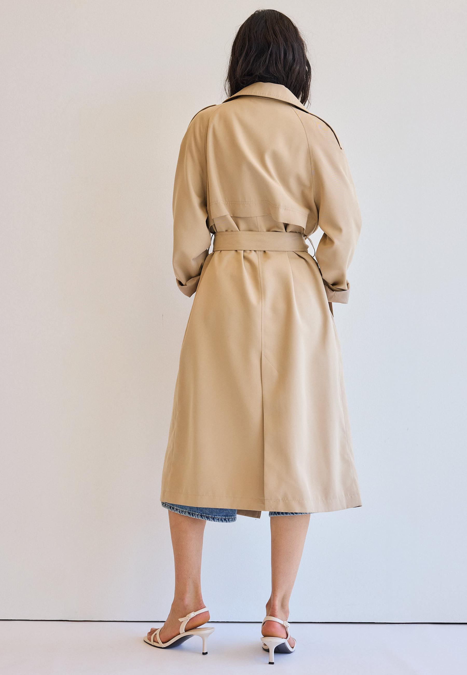 Long flowing trench coat — Stone