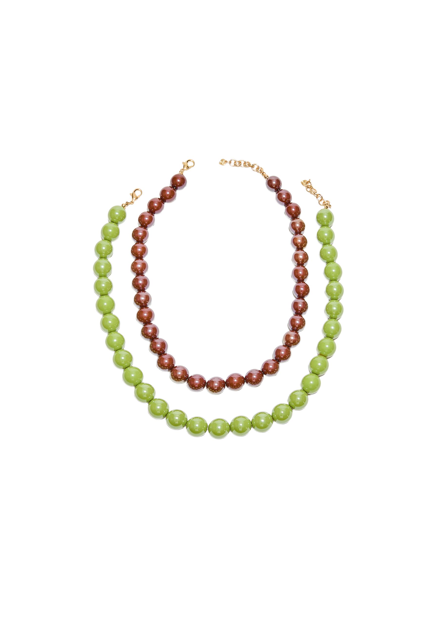 Set of 2 bead necklaces — Green