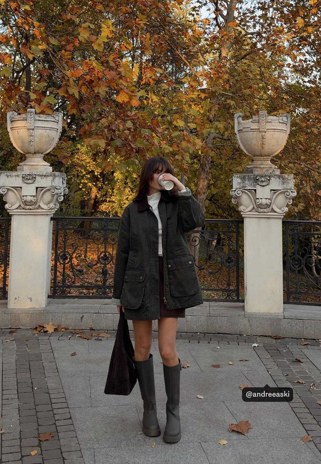 Gewaxt parka met meerdere zakken