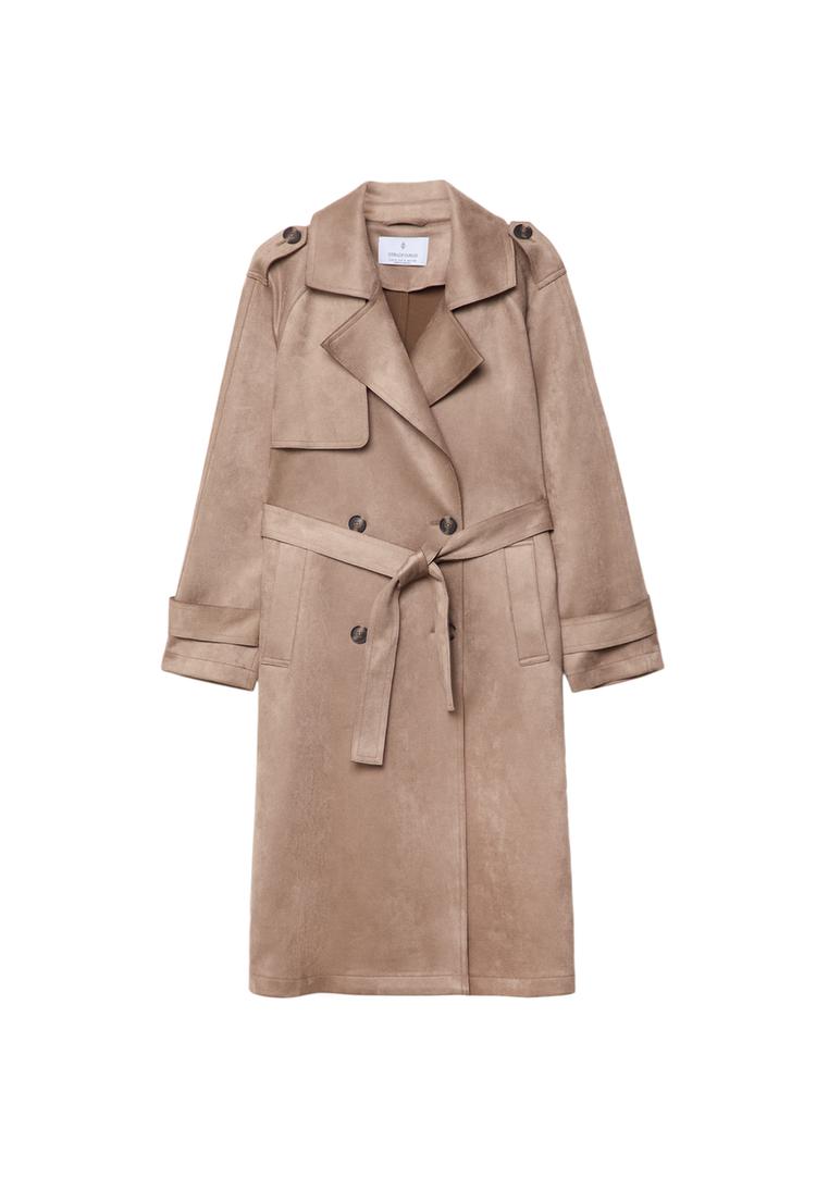 Bershka Zalando Trenchcoat Stradivarius Mantel Beige Damen Zalando