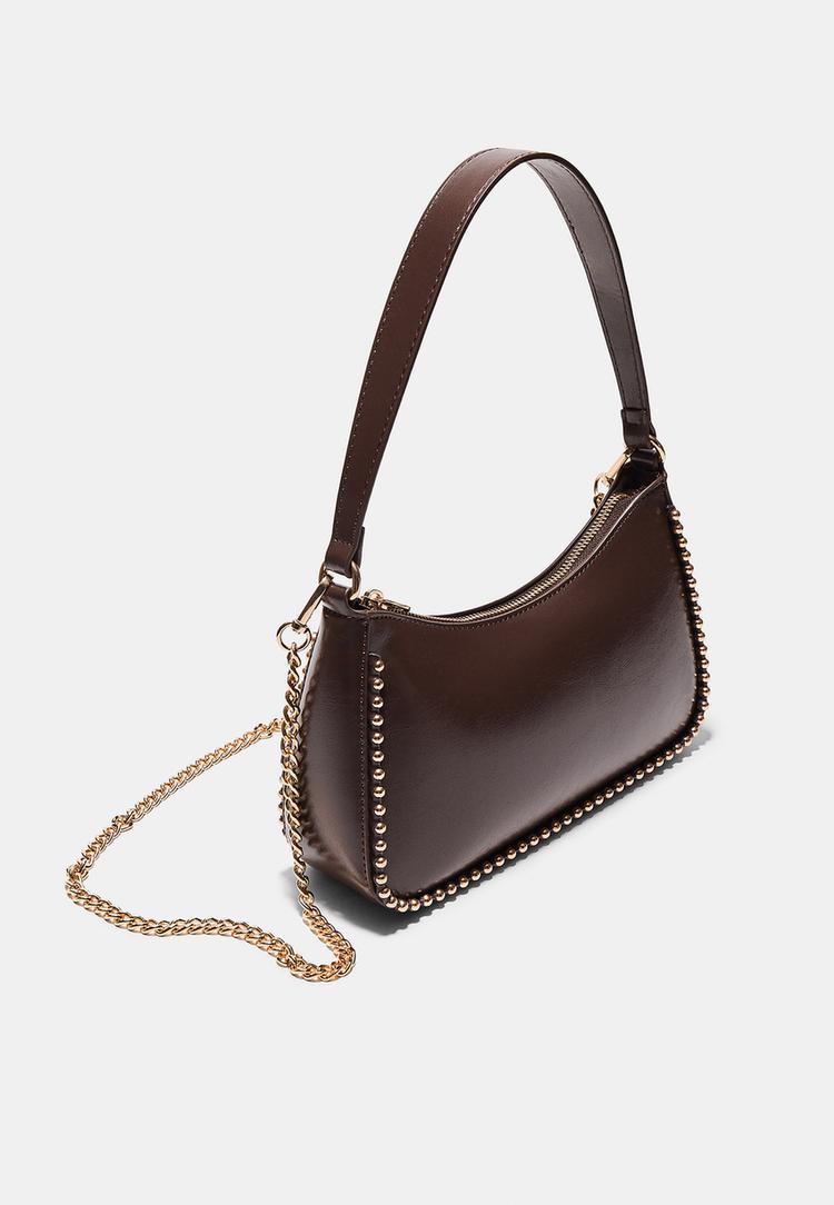 sac epaule a boules en similicuir