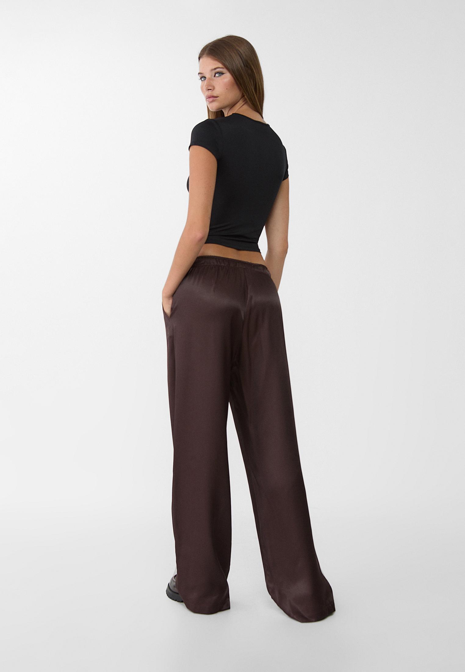 Ladies satin trousers best sale