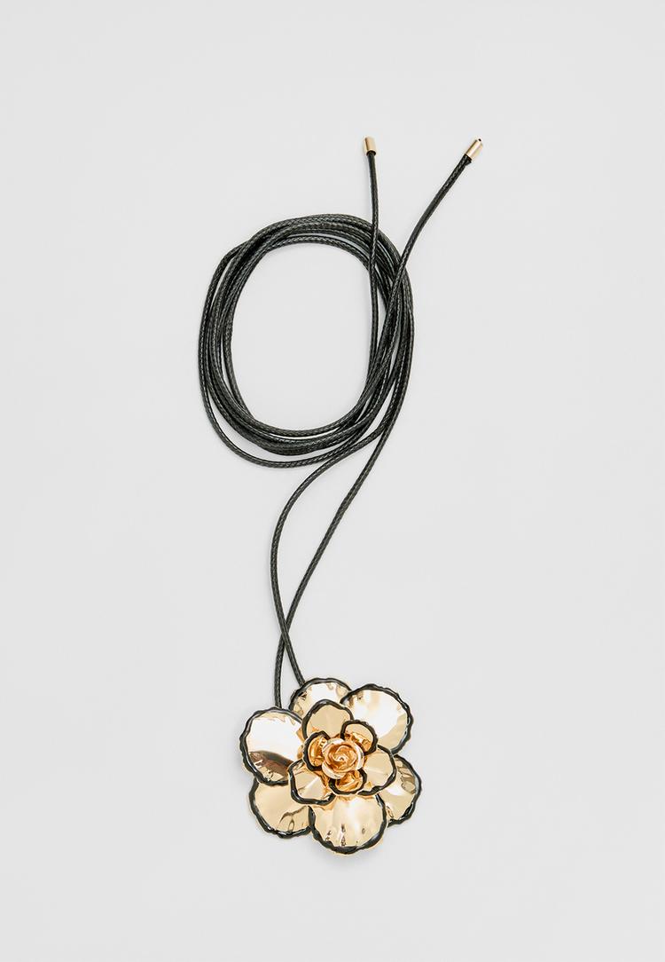 collar cordon flor metalica
