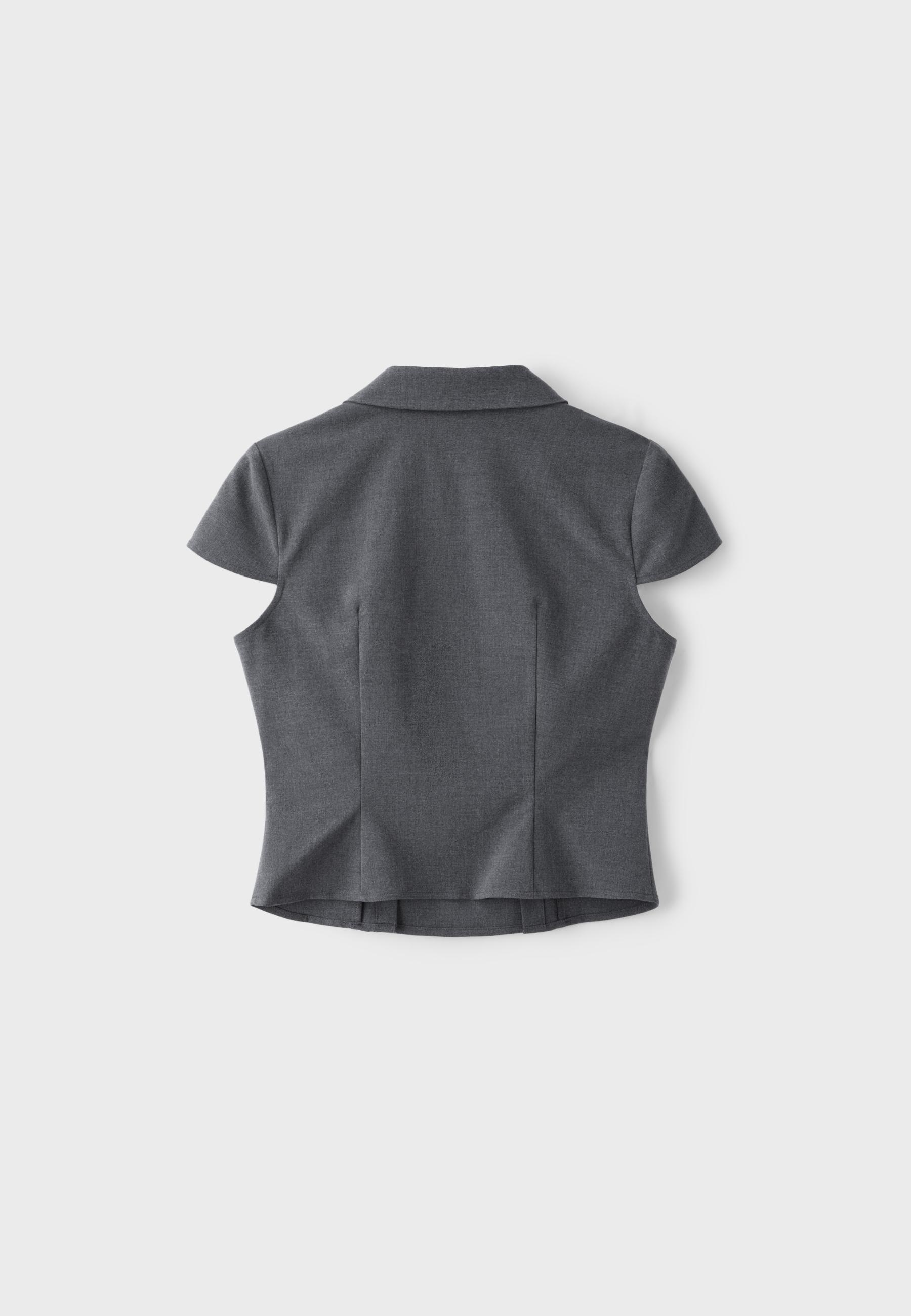 Double-breasted short sleeve shirt — Dark grey