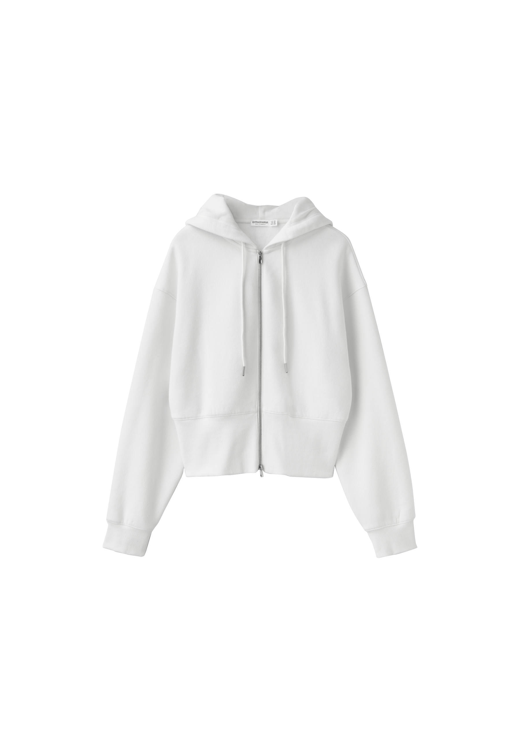 Zip-up hooded sweatshirt — Ecru