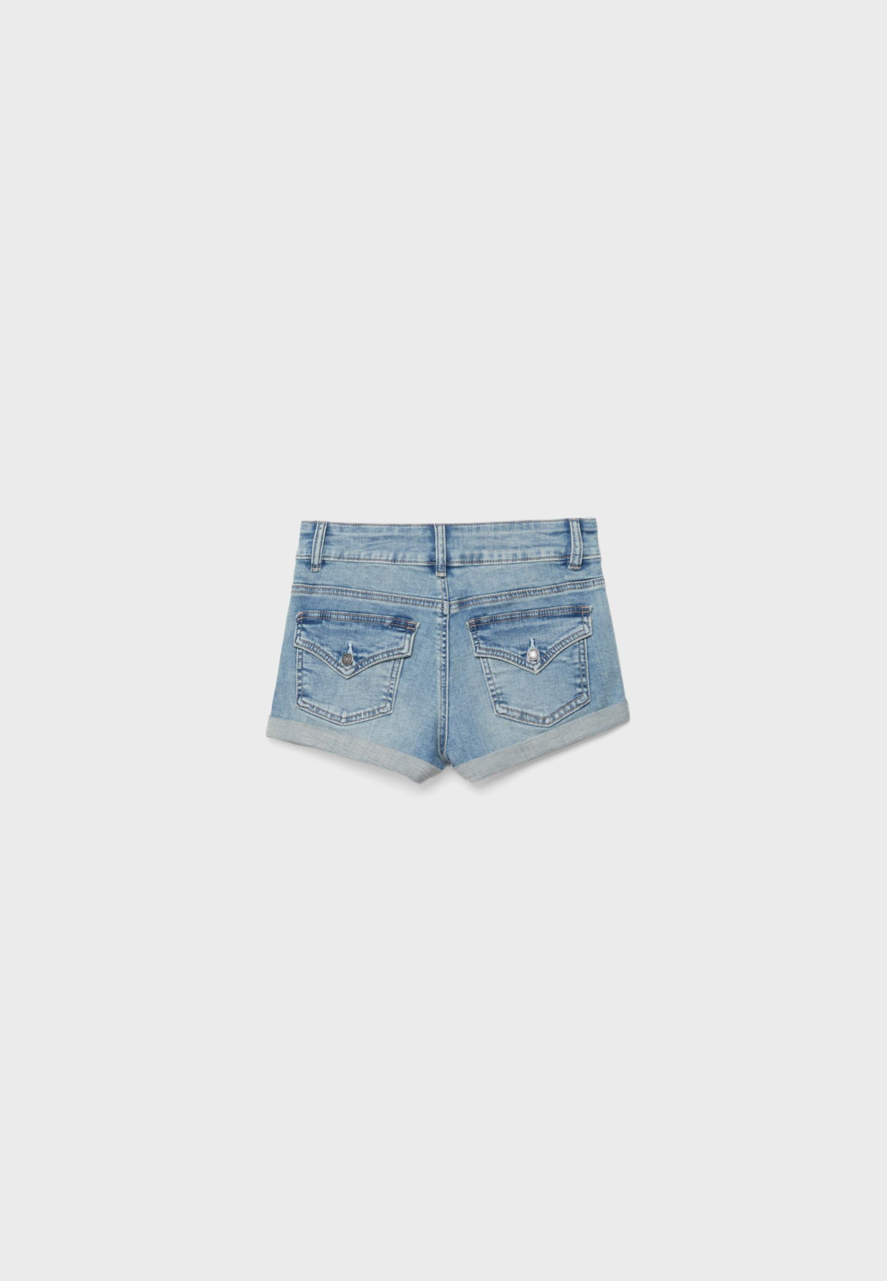 Turn-up hem denim shorts — MEDIUM BLUE DENIM