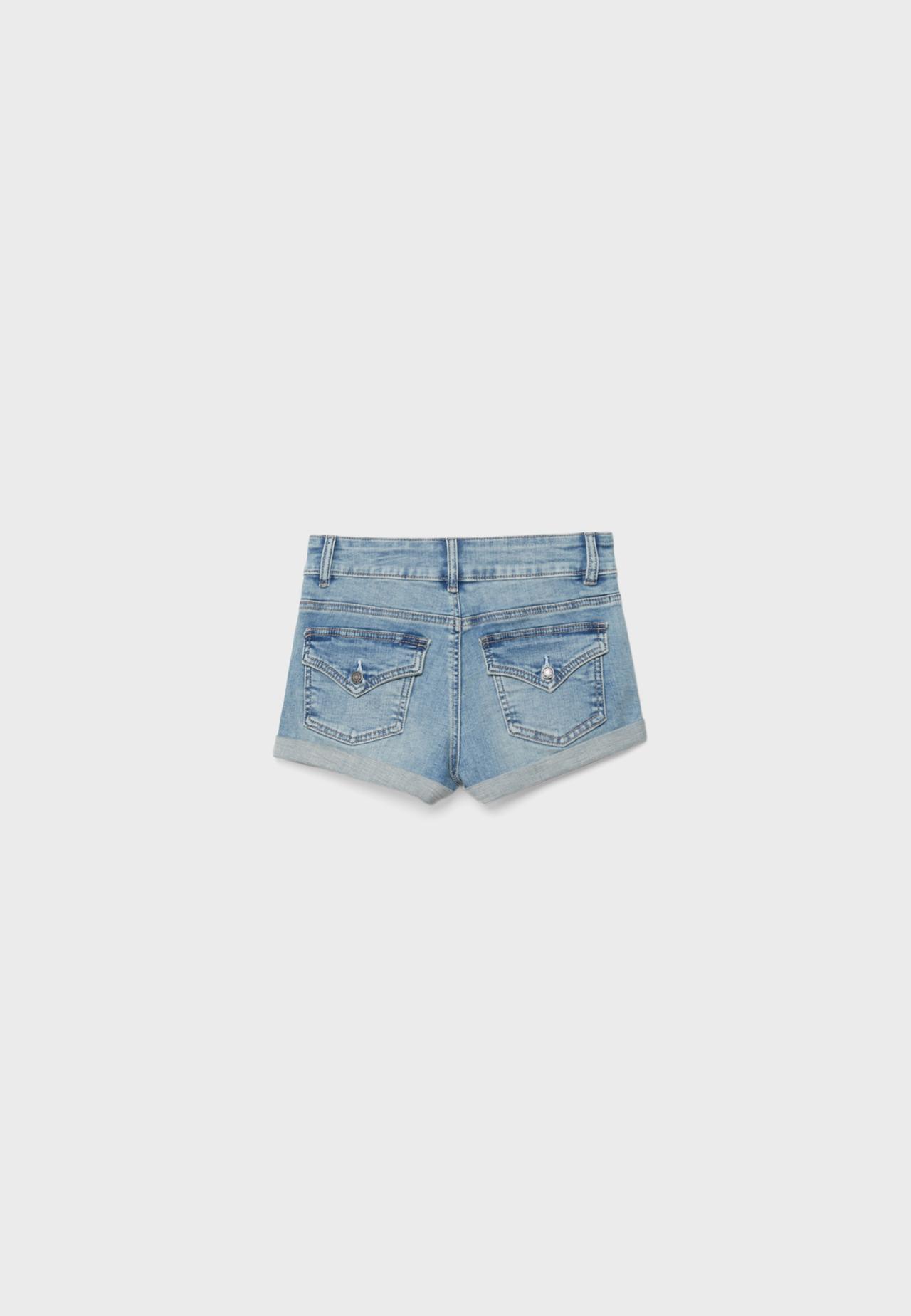 Turn-up hem denim shorts — MEDIUM BLUE DENIM