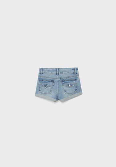 Turn-up hem denim shorts — MEDIUM BLUE DENIM 6