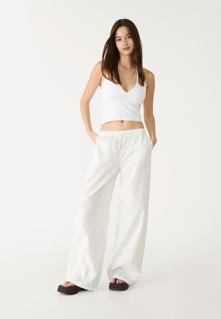 pantalon fluido bordado