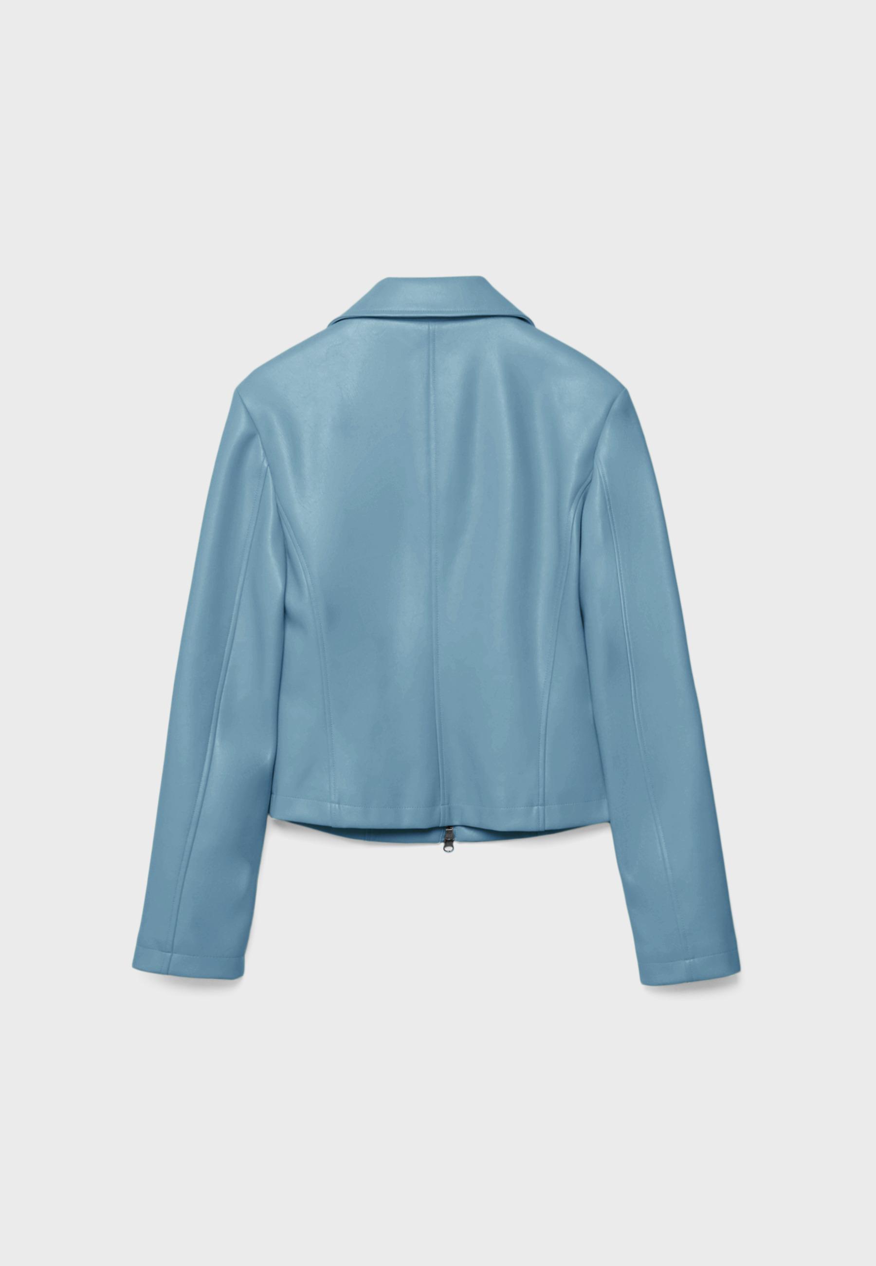 Fitted leather effect jacket — Royal blue