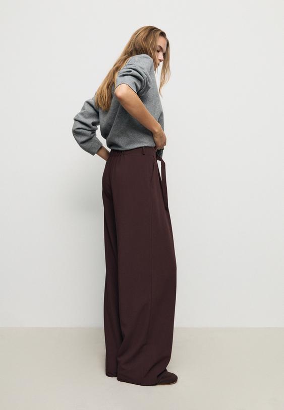 wide leg trousers with buckle detail