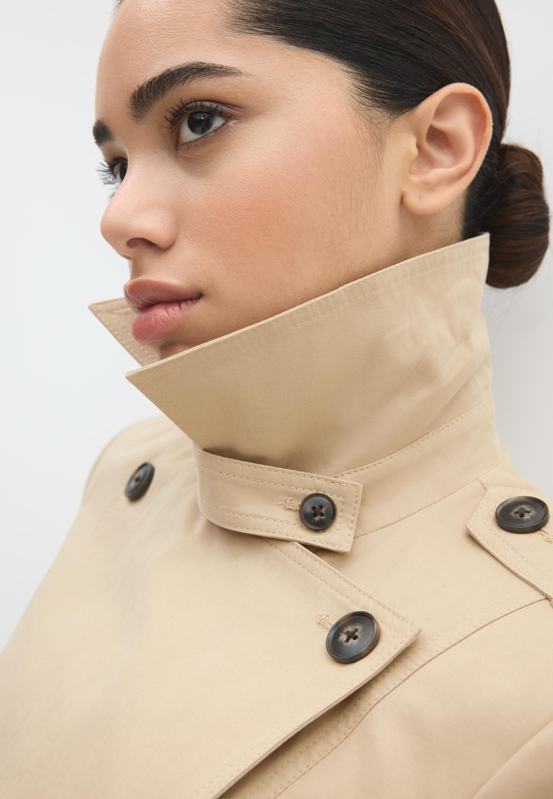 Short basic trench coat — Stone