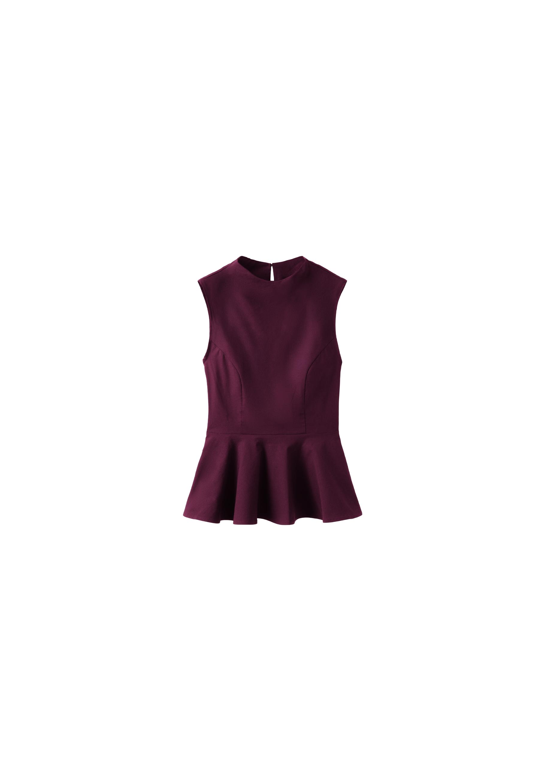 Sleeveless high-neck peplum top — Purple