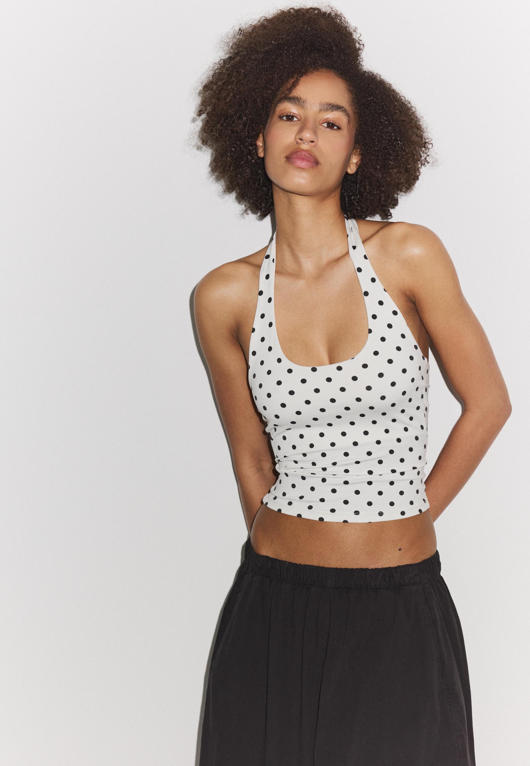 Halter neck T-shirt — GREY DENIM WASH