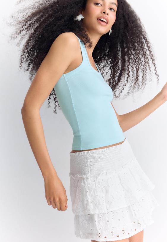 Dökümlü nakışlı etek pantolon - Görsel 4