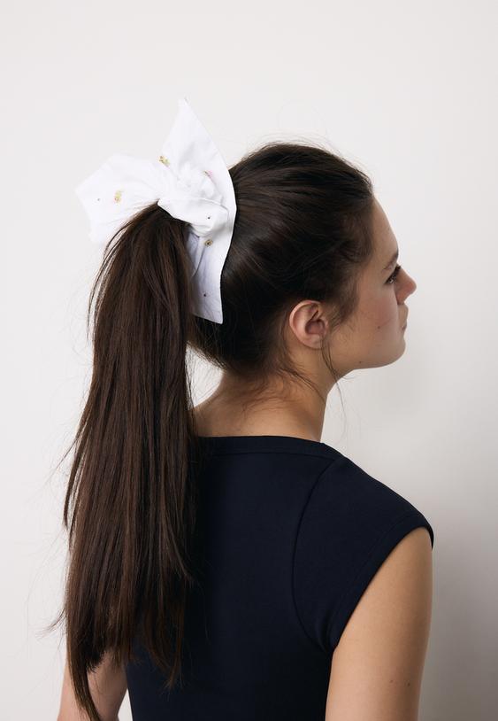 Stradivarius Set Of 2 Embroidered Scrunchies Royal Blue Os