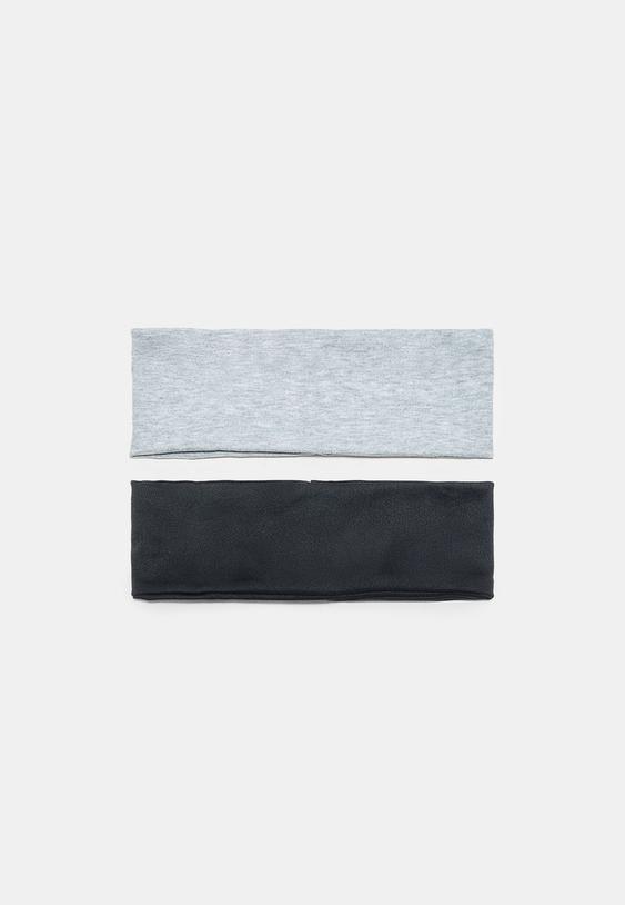 Stradivarius Set Of 2 Plain Elasticated Fur Headbands Mid Grey Os