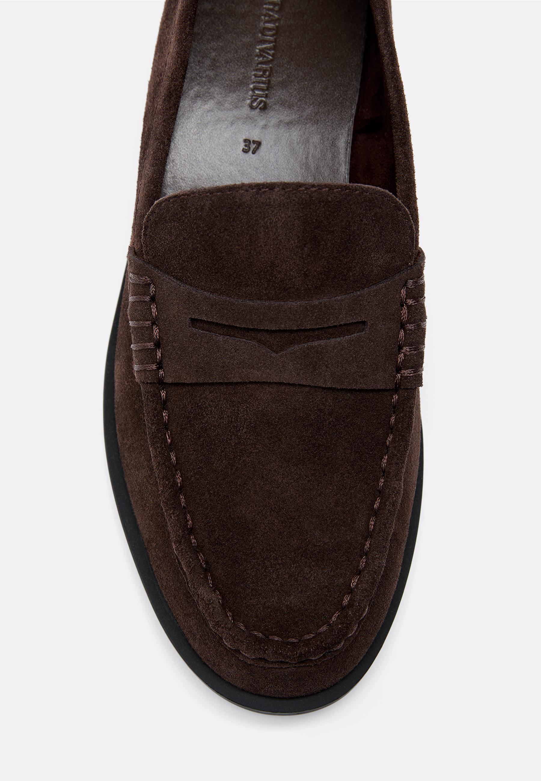 Brown leather loafers — BROWN