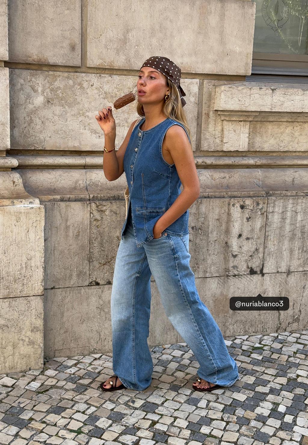 D91 Jeans mit tiefem, weitem Bein