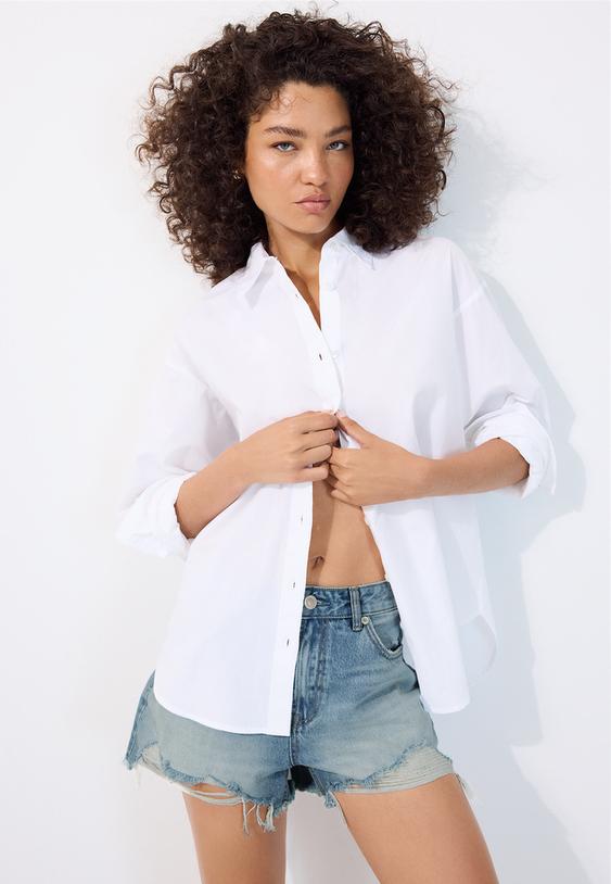 camicia in popeline regular regolabile