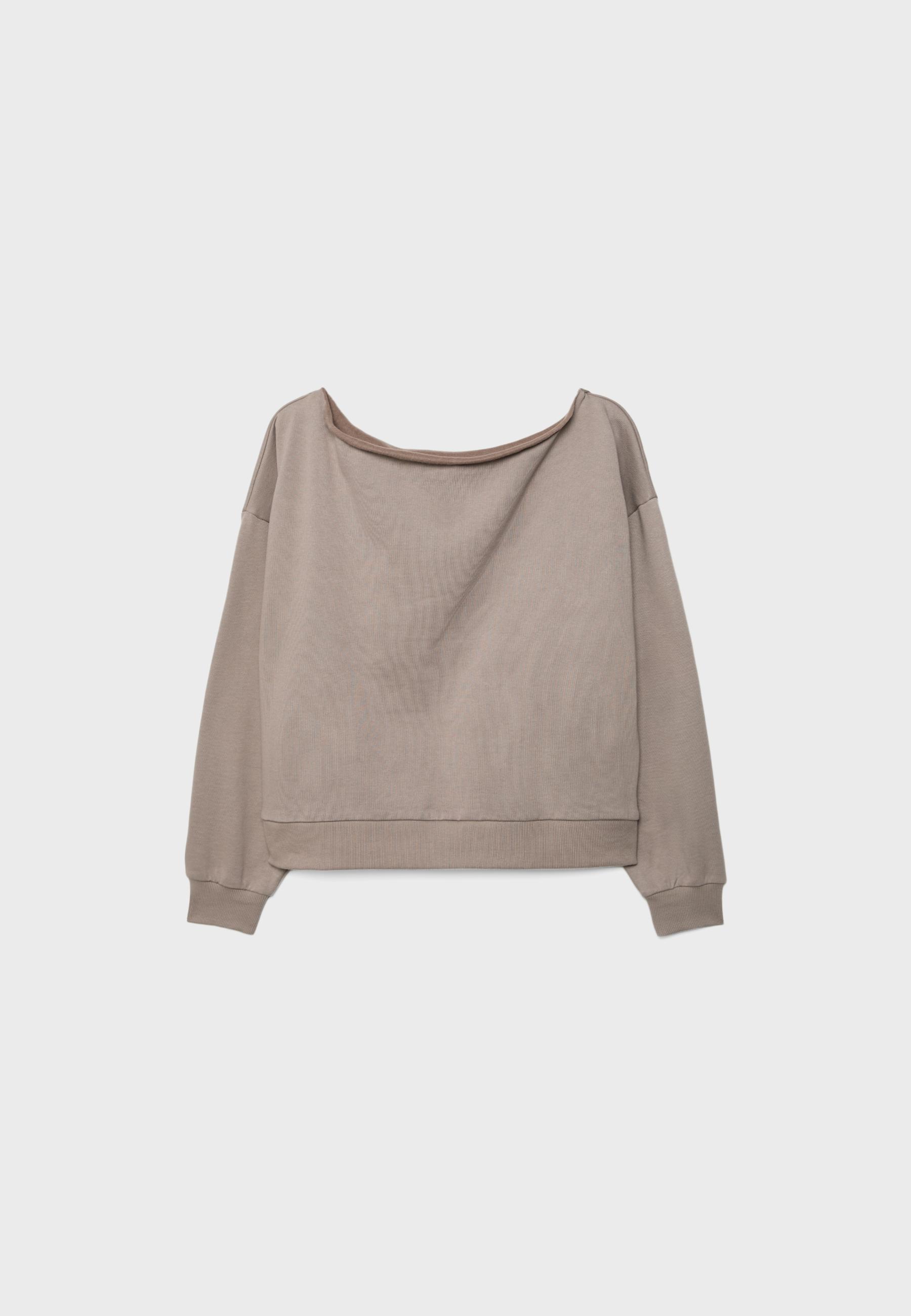 Basic off-the-shoulder sweatshirt — Beige