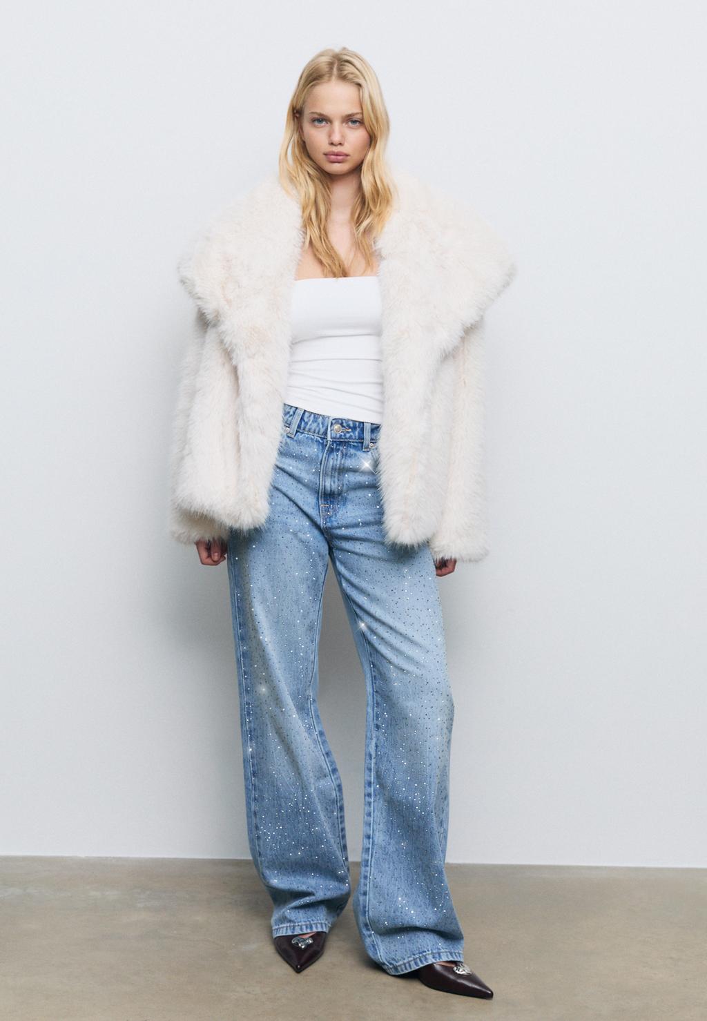 Straight-Fit-Jeans mit Glitzer