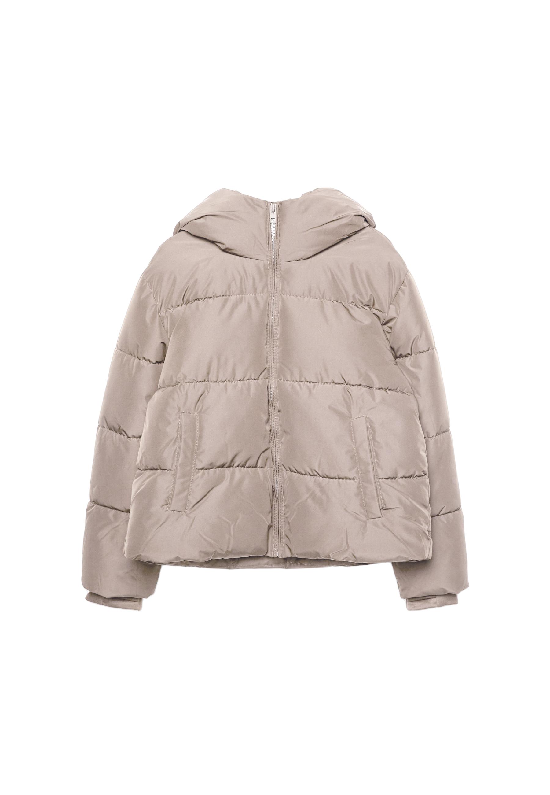 Basic hooded puffer jacket — Brown