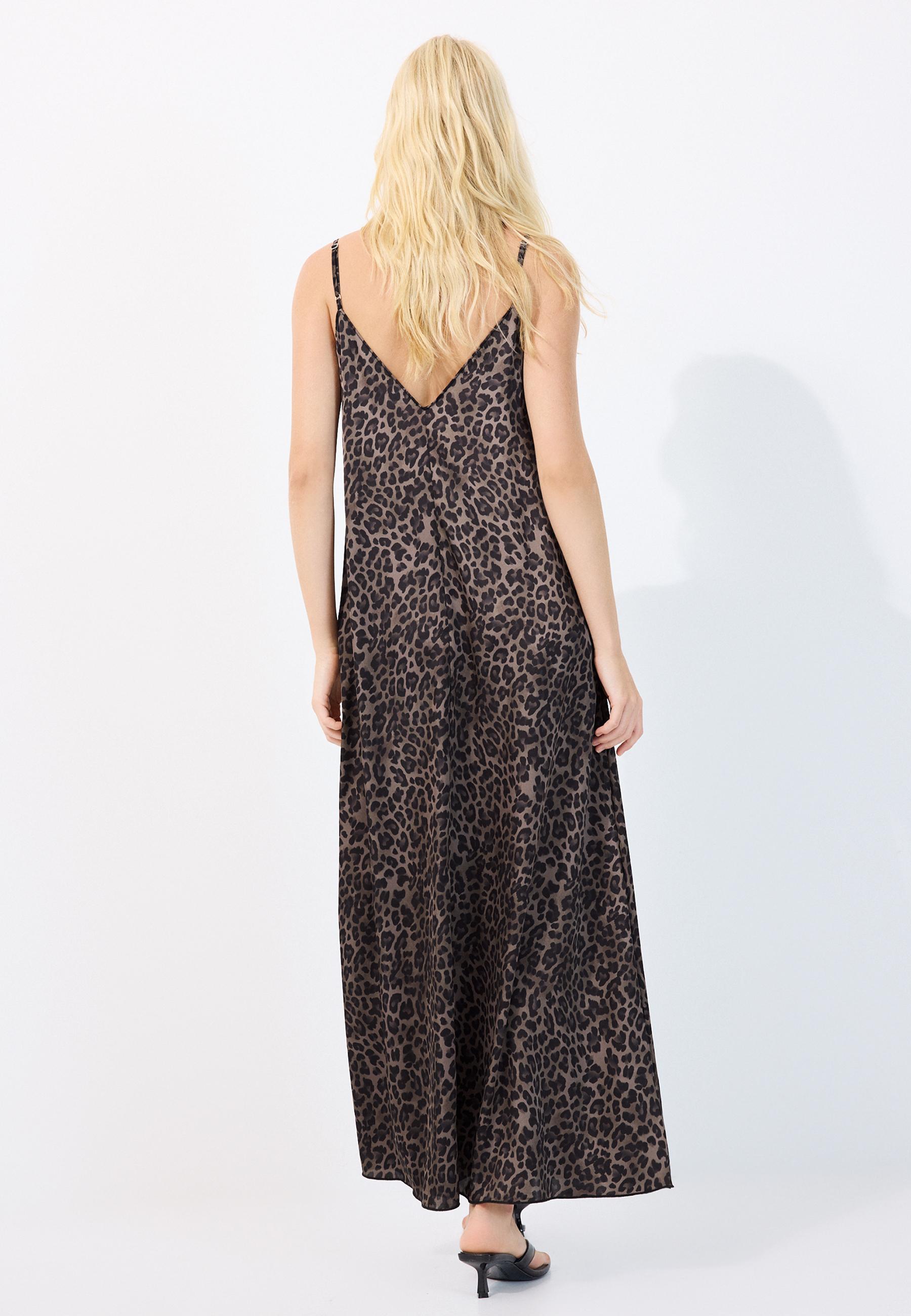 Long flowing satin dress — Mid beige