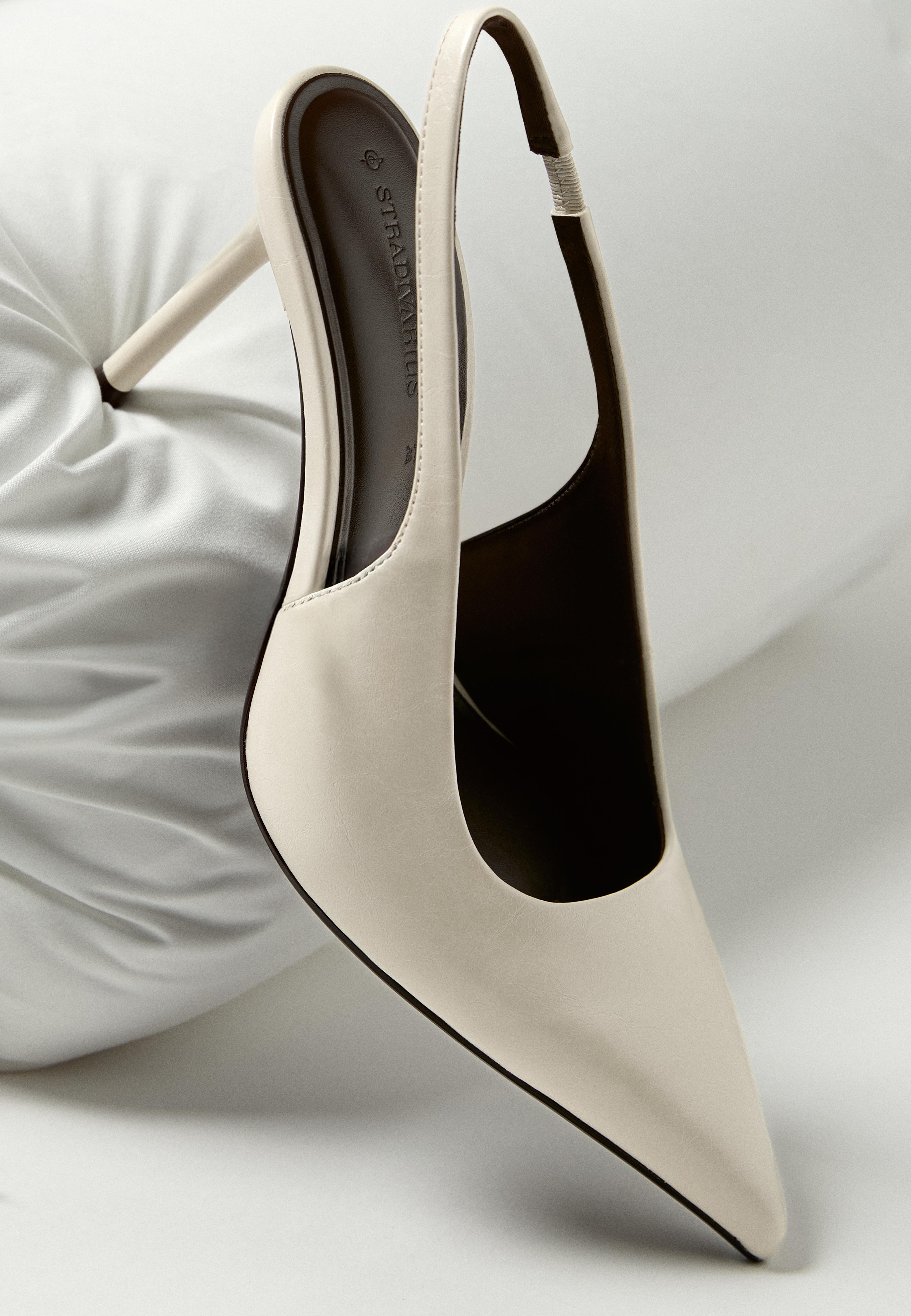 Leather effect heeled shoes — ECRU