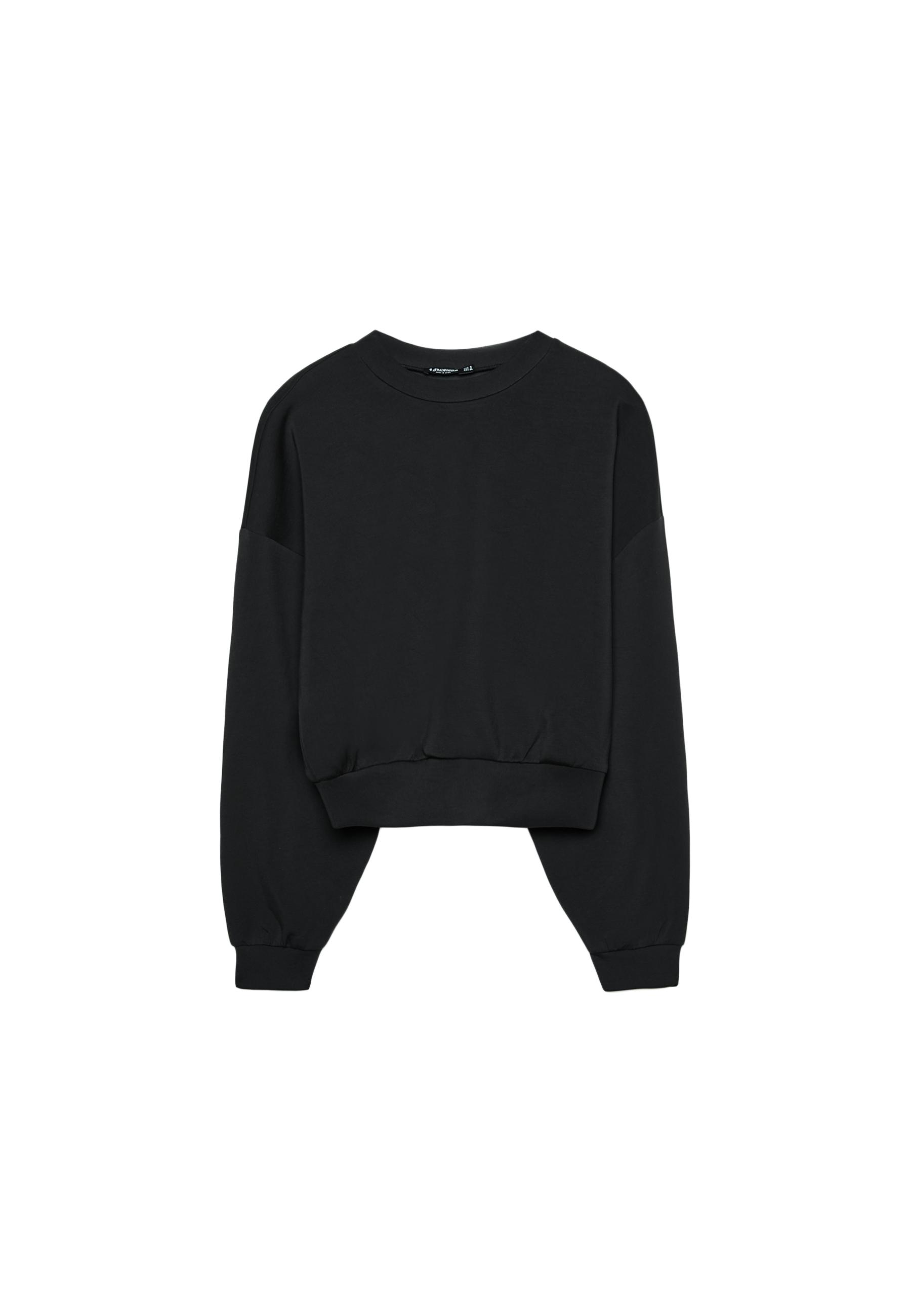 Soft-touch batwing sleeve sweatshirt — Black
