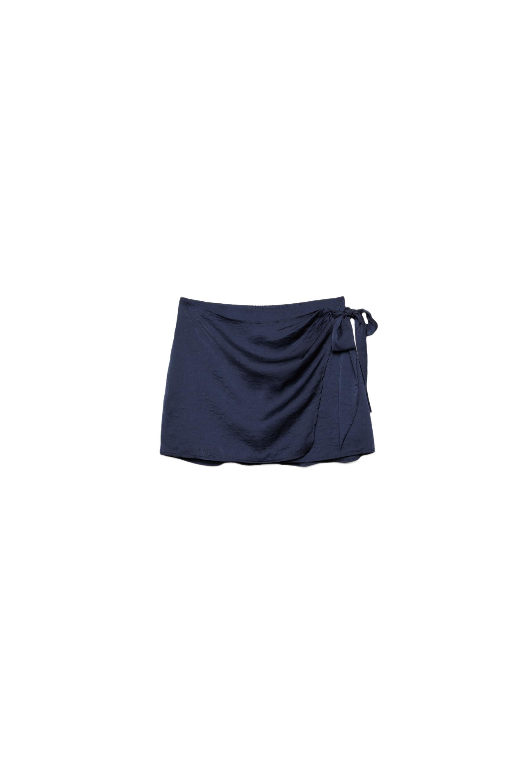 Sateen pareo mini skirt — Navy blue